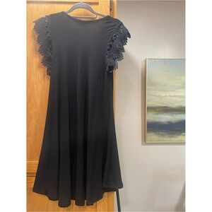Nik and Nash Black Crochet Lace Flutter Sleeve Swing Dress‎ Women